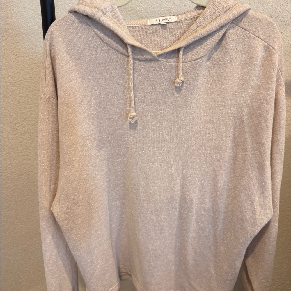 Z Supply Heathered Light Beige Knit Hoodie Sweatshirt set